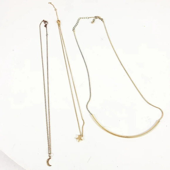 Delicate Necklace Set Star Moon Modern Minimalist Gold-tone Bar 3 Neckla… - Picture 7 of 9